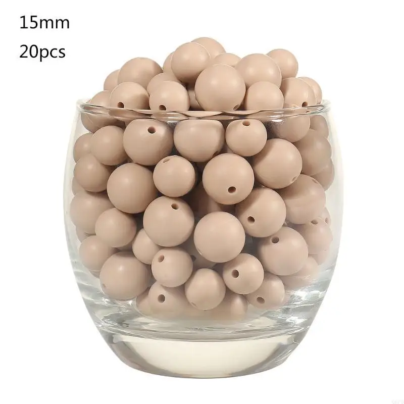 

Silicone Beads 20pcs Round DIY Necklace Beads for Baby to Chew