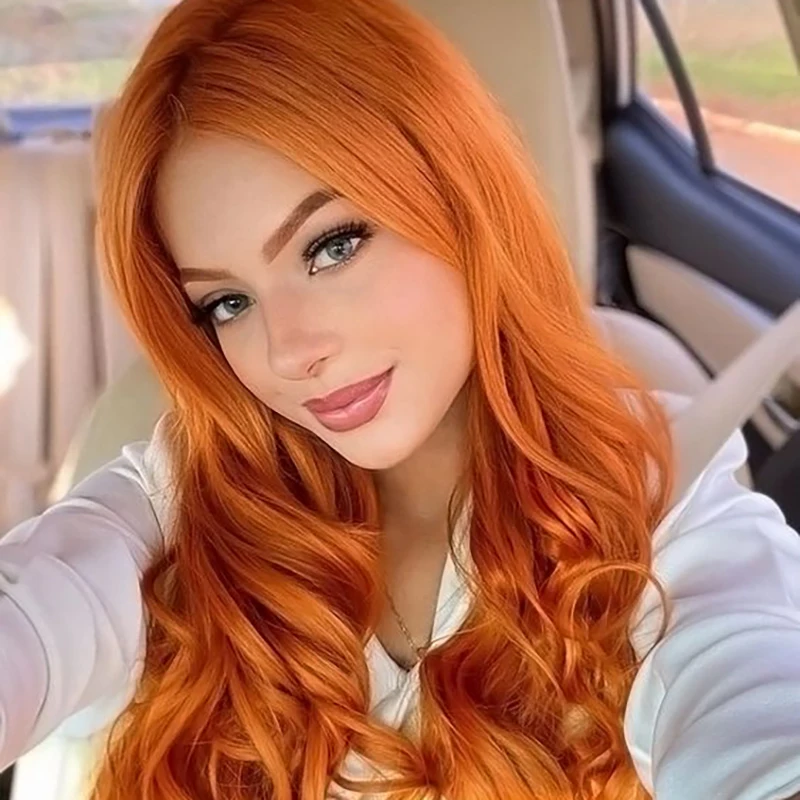 

Orange Ginger 13x4 HD Lace Front Human Hair Wigs For Women Pre Plucked Body Wave HD Lace Frontal Wigs 200% Human Hair Wig