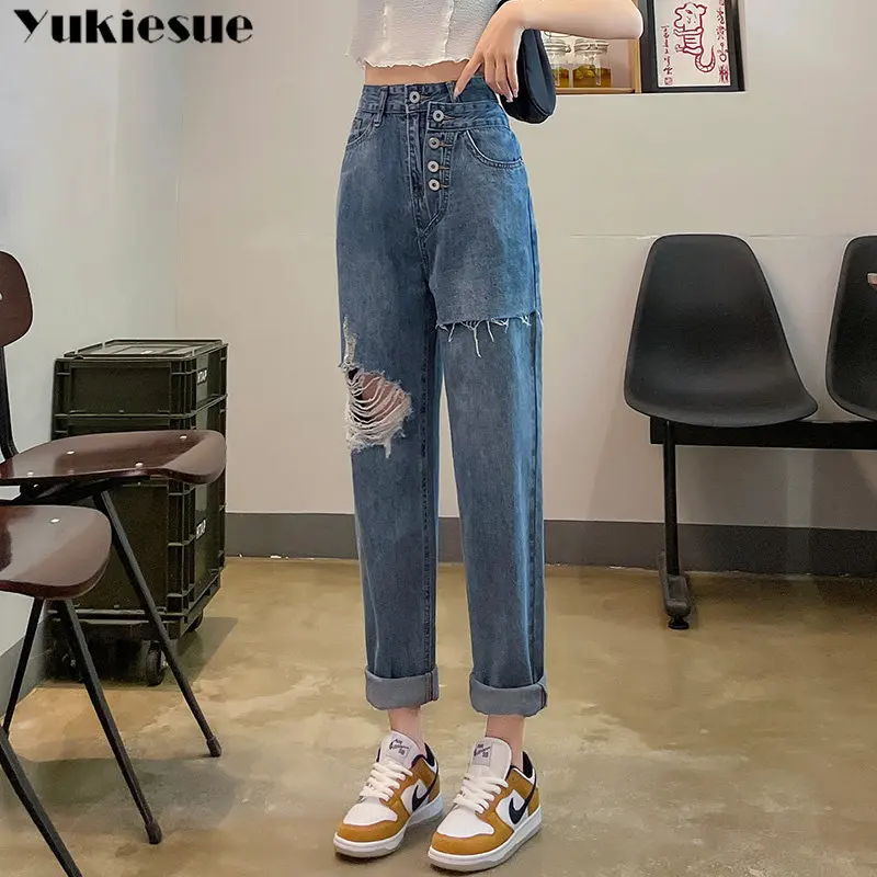 

2023 Pants Women Korean Fashion Vintage Clothes Streetwear Women's women clothing Jeans Woman High Waist Hole Ripped Jeans Women