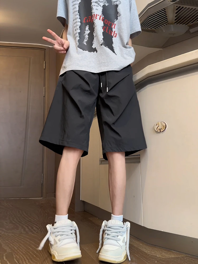 

Bla Summer Thin Five-Quarter Ice Silk Qui-Drng Over-Knee Men's orts Casual Pants Breathable Comfortable Straight Leg
