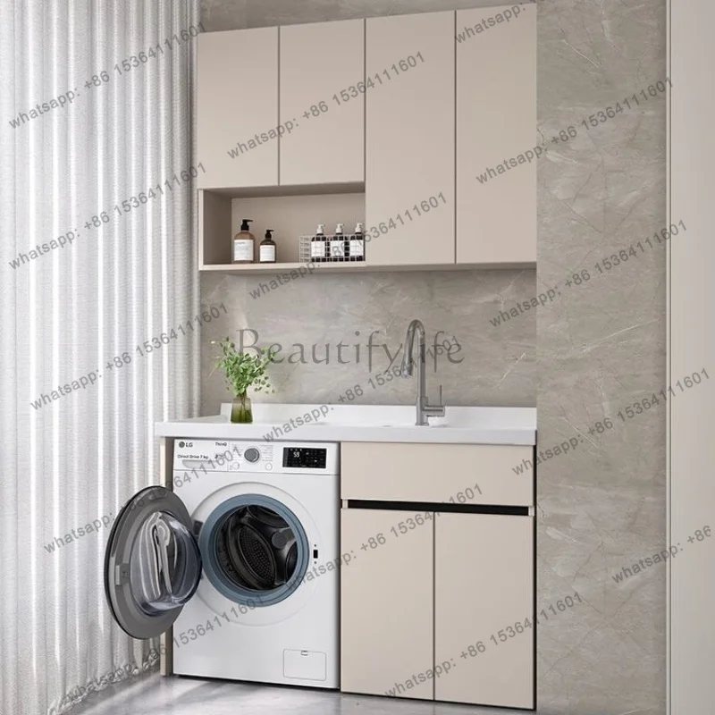 Steel Balcony Washing Machine Cabinet Modern Washboard Washing Machine Cabinet Storage Bathroom Furniture