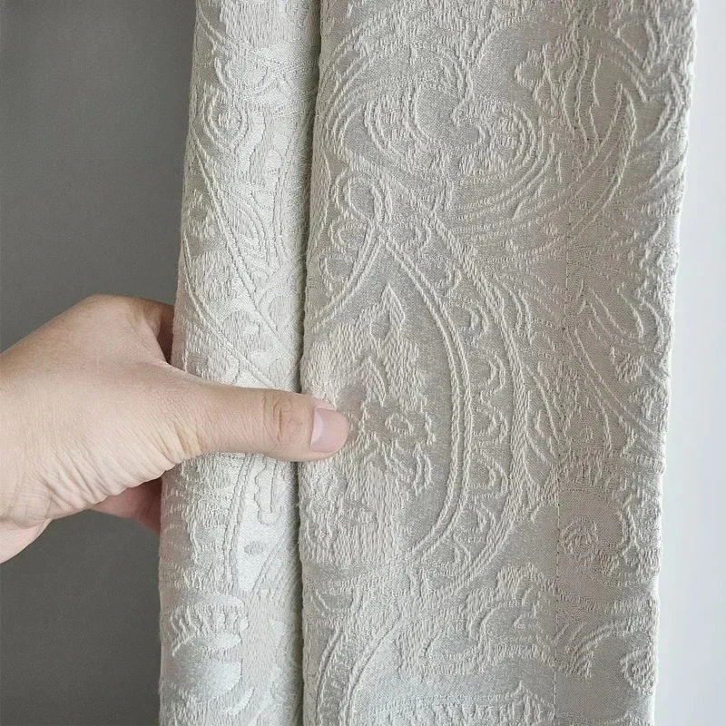 2025 New Cotton Linen Paisley Jacquard Thickening Blackout Curtains for Living Room Bedroom Finished Home Decoration