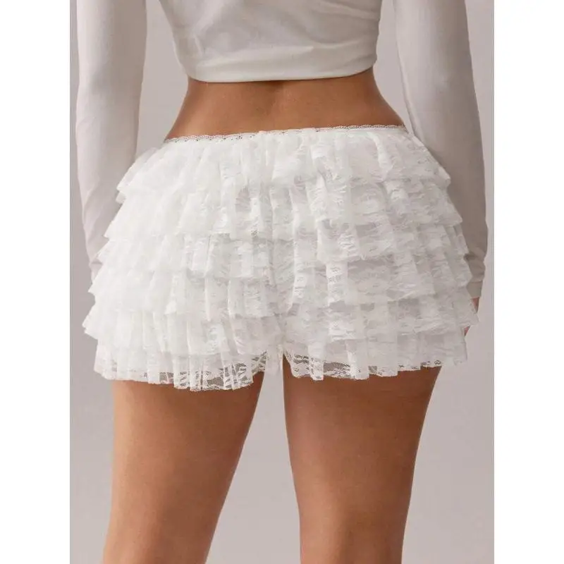 K 73000 Lace Cake Skirt Short Dessert Design mid Waist Denim Skirt Other Material Batwing Style Winter Collection