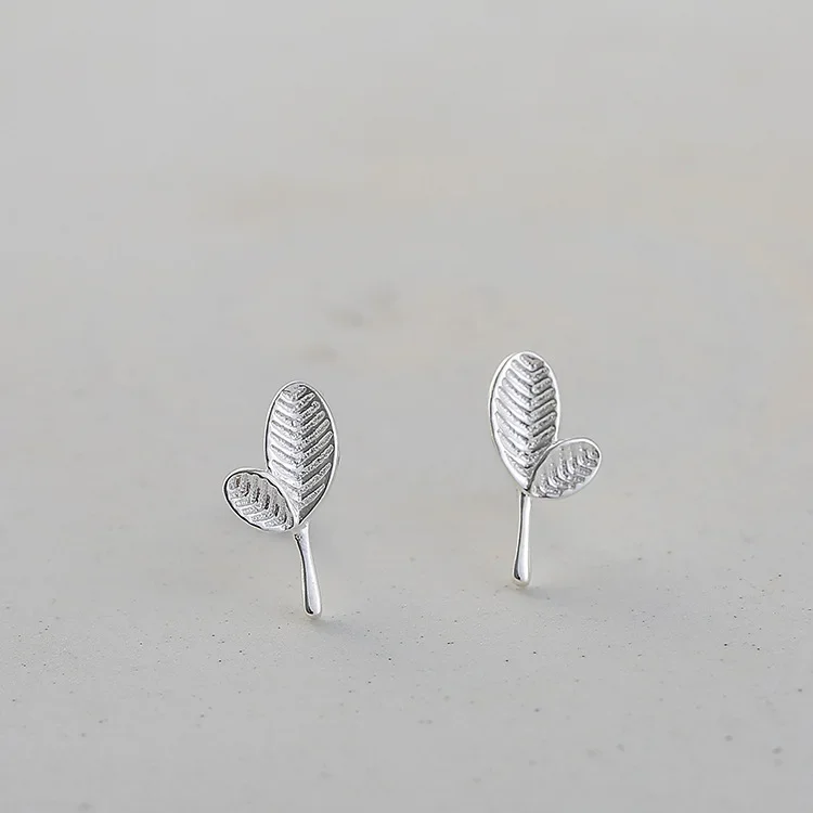 925 Sterling Silver leave Stud Earrings for Women Girls Fashion jewelry brincos brinco