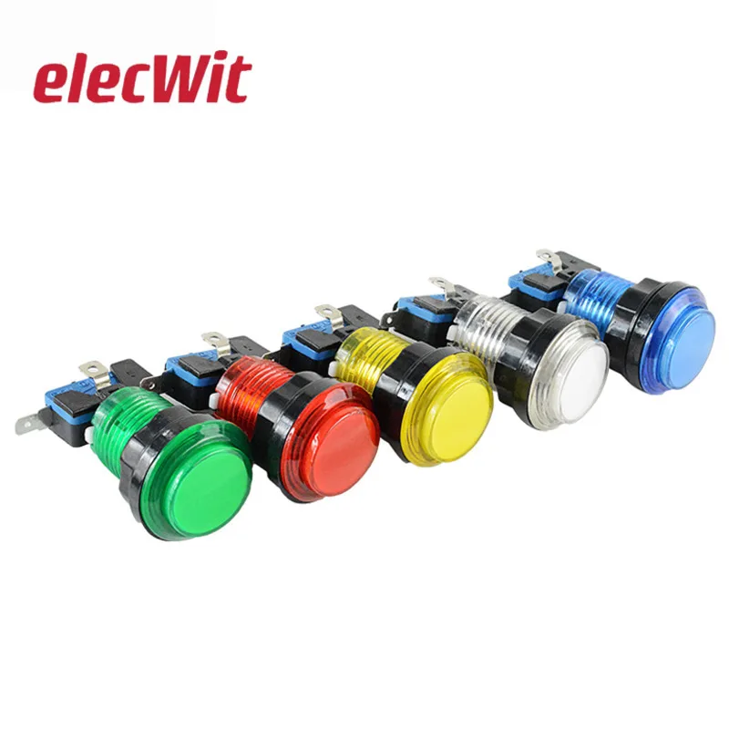 Round Lit Illuminated Arcade Video Game Push Button Switch LED Light 5V/12V Blue Red Green White Yellow