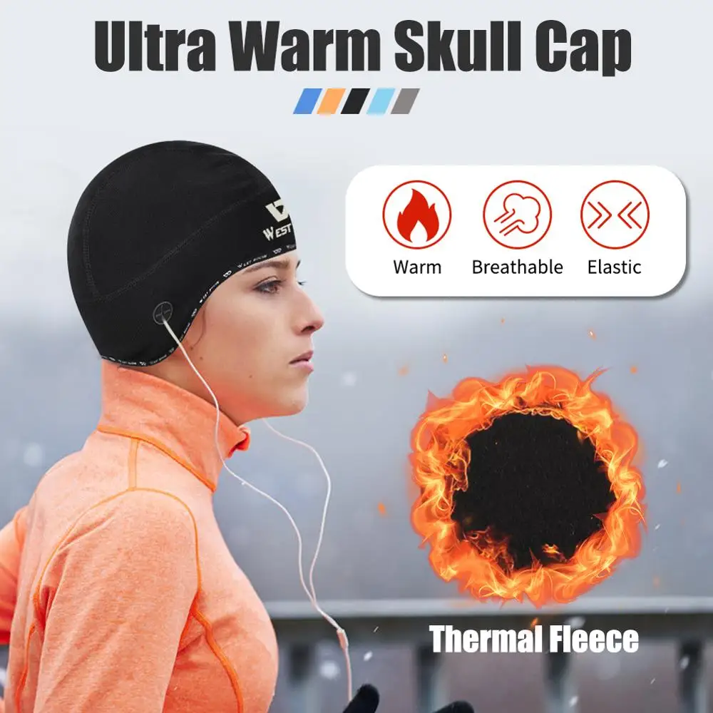 WEST BIKING Cycling Thermal Hat Bike Motorcycle Ski Headwear Helmet Liner Skull Cap Outdoor Sports Winter Beanie For Men Women