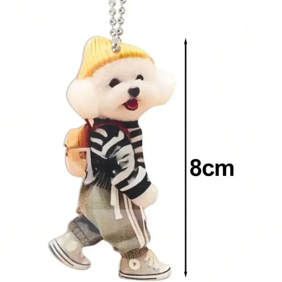 Acrylic Teddy Dog Pendant Keychain Charm Set