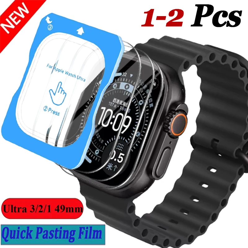 Tempered Glass Quick Pasting For Apple Watch Ultra 3/2/1 49mm Easy to Install Screen Glass For Ultra 3-2-1 49mm Protective Film
