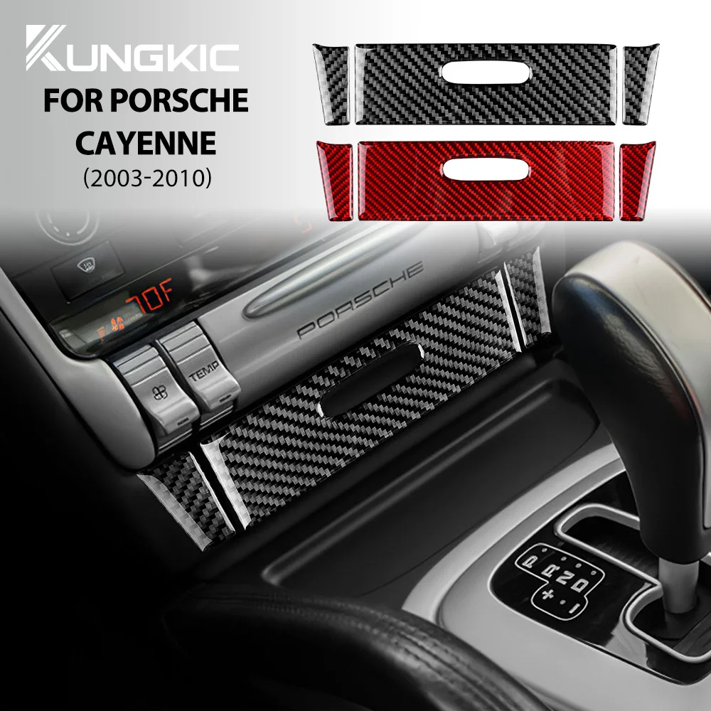 Naklejka z prawdziwego miękkiego włókna węglowego do Porsche Cayenne 2003 2004 2005 2006 2007 2008 2009 2010 Panel popielniczki Akcesoria wewnętrzne