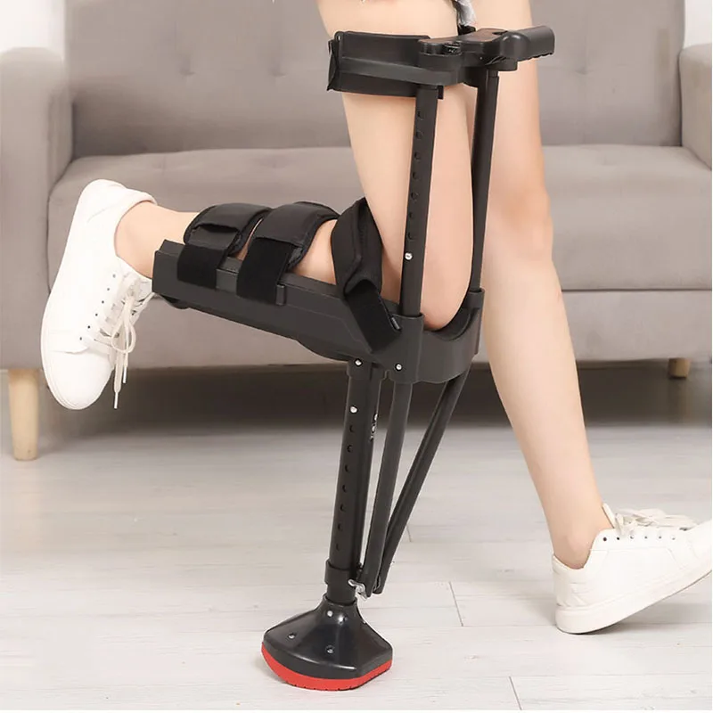 Hands Free Crutch Leg Knee Mobility Support Single Leg Telescopic Walking Aid Knee Crutch Walker Device Walking Support Crutch