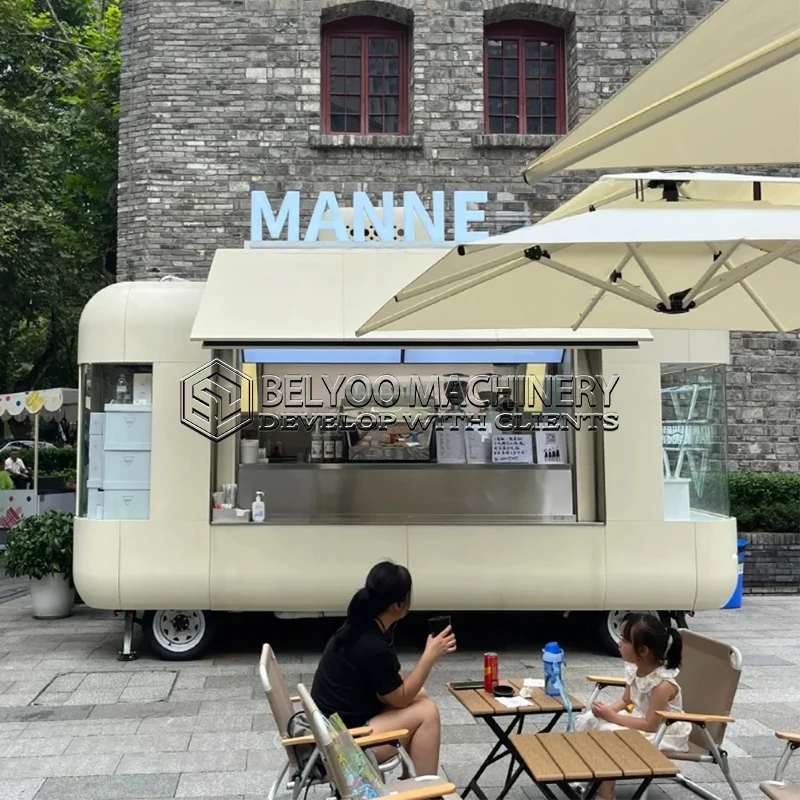 Belyoo Mobile Coffee Shop Food Stand Ice Cream Truck Custom Food Kiosk Mobile Bar Food Truck Coffee Trailer Fully Equipped