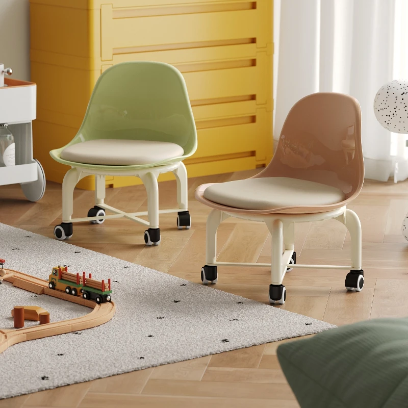 

With universal roller skating home backrest low stool silent living room transparent sliding bench