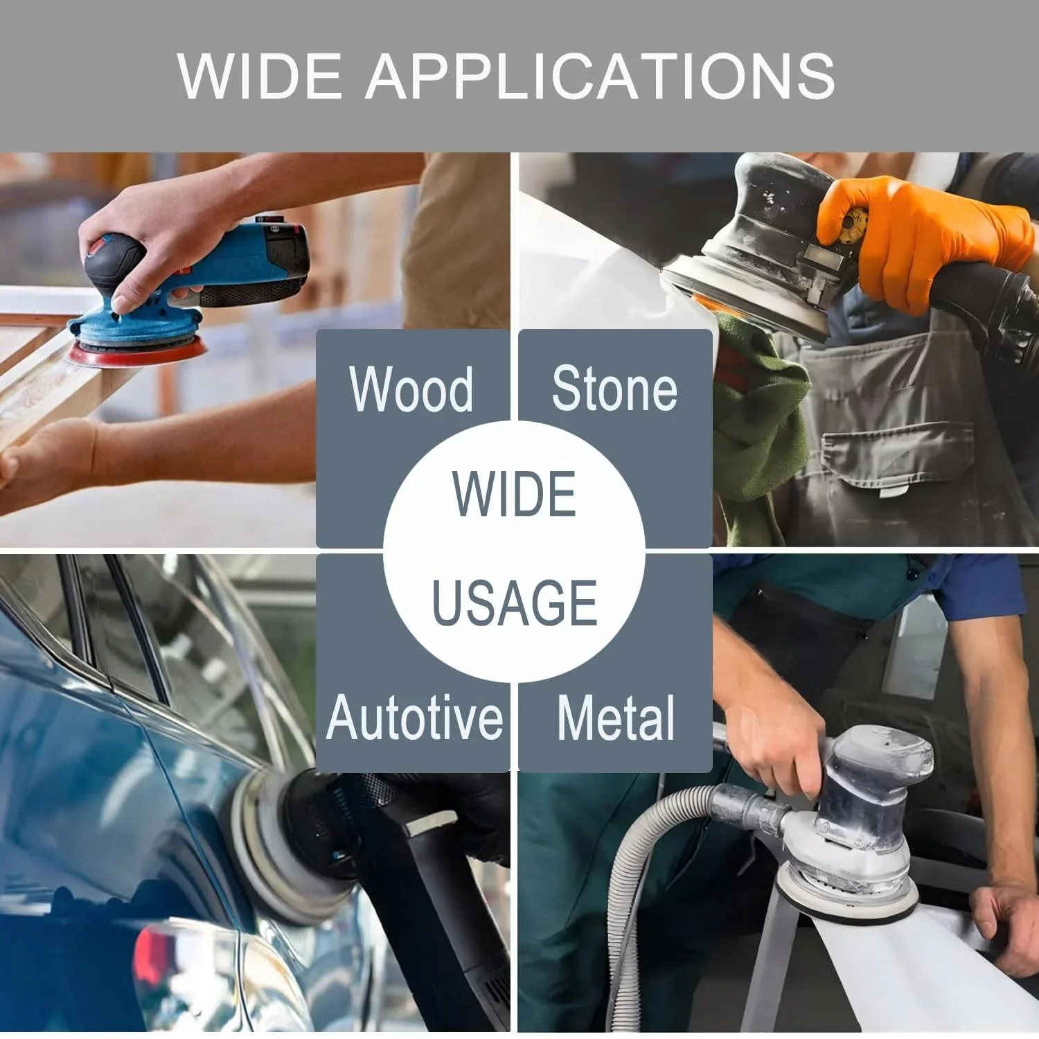 50 قطعة 6 بوصة أقراص الصنفرة الرطبة والجافة هوك وحلقة، 5 فريك مختلفة من ورق الصنفرة، مجموعة تلميع المعادن الخشبية للسيارات