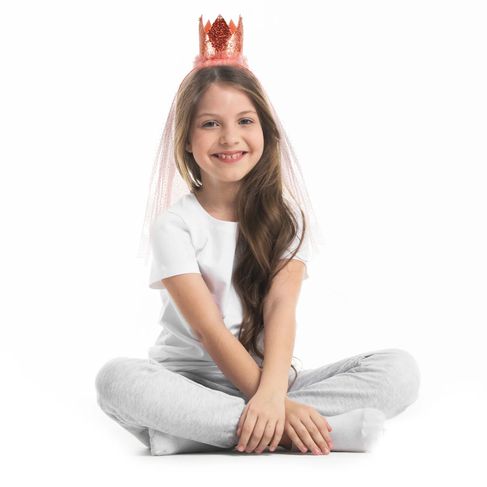 

Повязка на голову с пайетками и сеткой, большой ободок-корона для волос, для вечеринок, свадеб, фестивалей, реквизит для фотосессий, цветочный декор