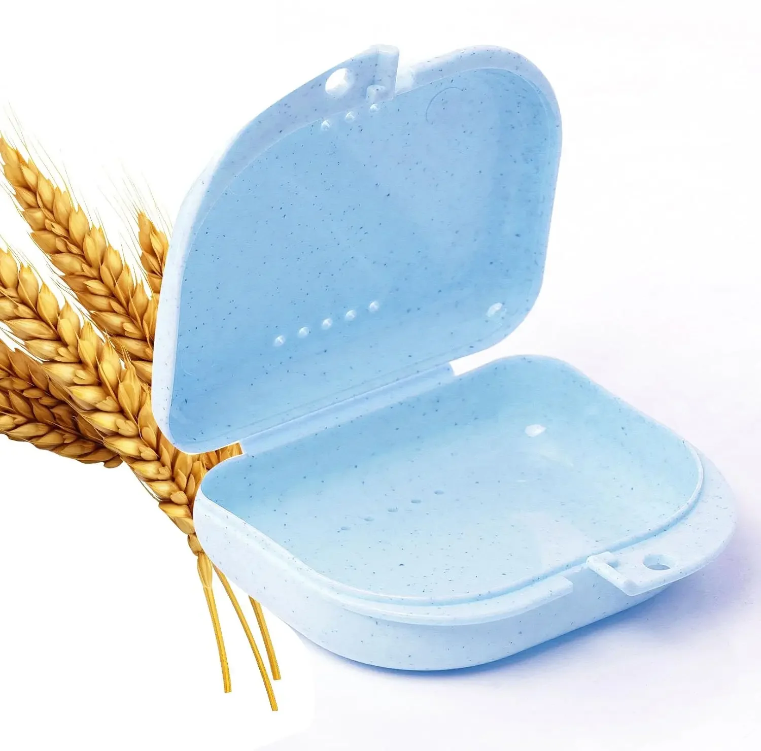 

Retainer Case with Vent Holes, 1 Pcs Denture Case, Wheat Straw Box, Blueberry