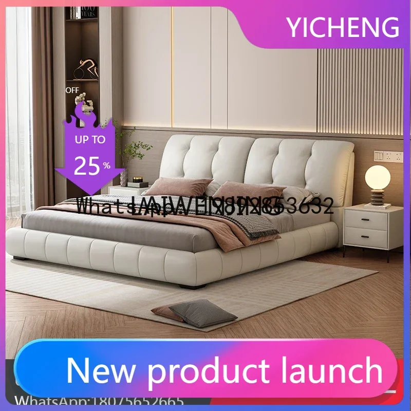 

LYY Italian leather art bed solid wood high box storage high-end double soft bag 1.8M