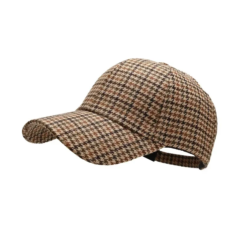 Unisex Luxury Brand Brown Baseball Caps for Men Women British Plaid Cap Trucker Hat Casquette