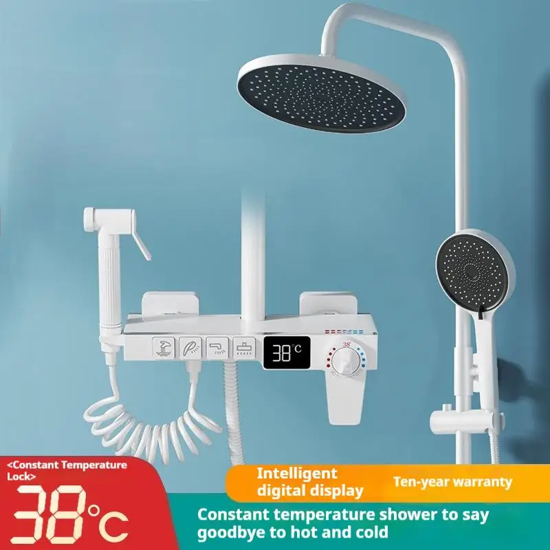 Smart Digital Thermostatic Wall Mount Shower Set with Faucet Mixer