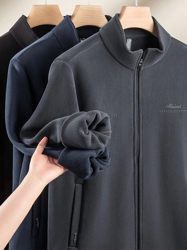 

Ранняя осень, двусторонняя куртка с воротником-стойкой, мужское высококачественное новое пальто для папы, теплое волокно из полиэфирного волокна, длинная молния све