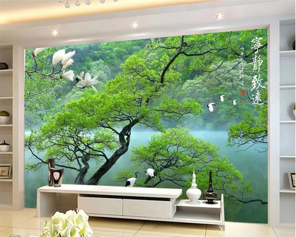 Custom Photo Wallpaper 3D Blue Sky Forest White Dove Wall Decorative Mural Painting Wallpapers For Living Room Bedroom Wall