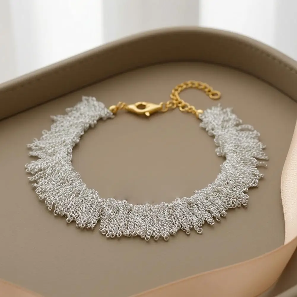 Women Necklace Minimalist Jewelry Tassel Jewelry Set for Women Metal Chain Necklace Choker with Earrings Bracelet for Wear