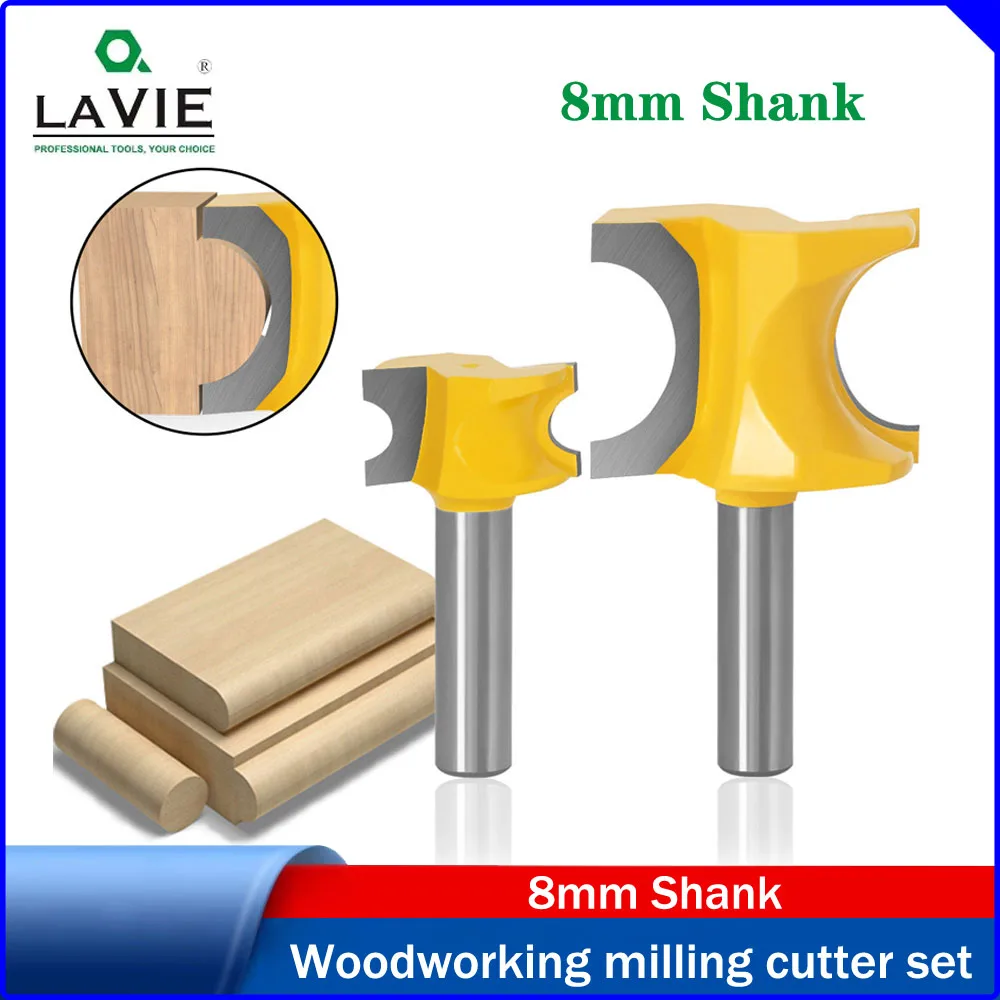

LAVIE 8mm Shank Full Half-Round Router Bit,Ball Milling Cutter, Wooden Rod Rounding Bit,Woodworking Milling Tool for Engraving