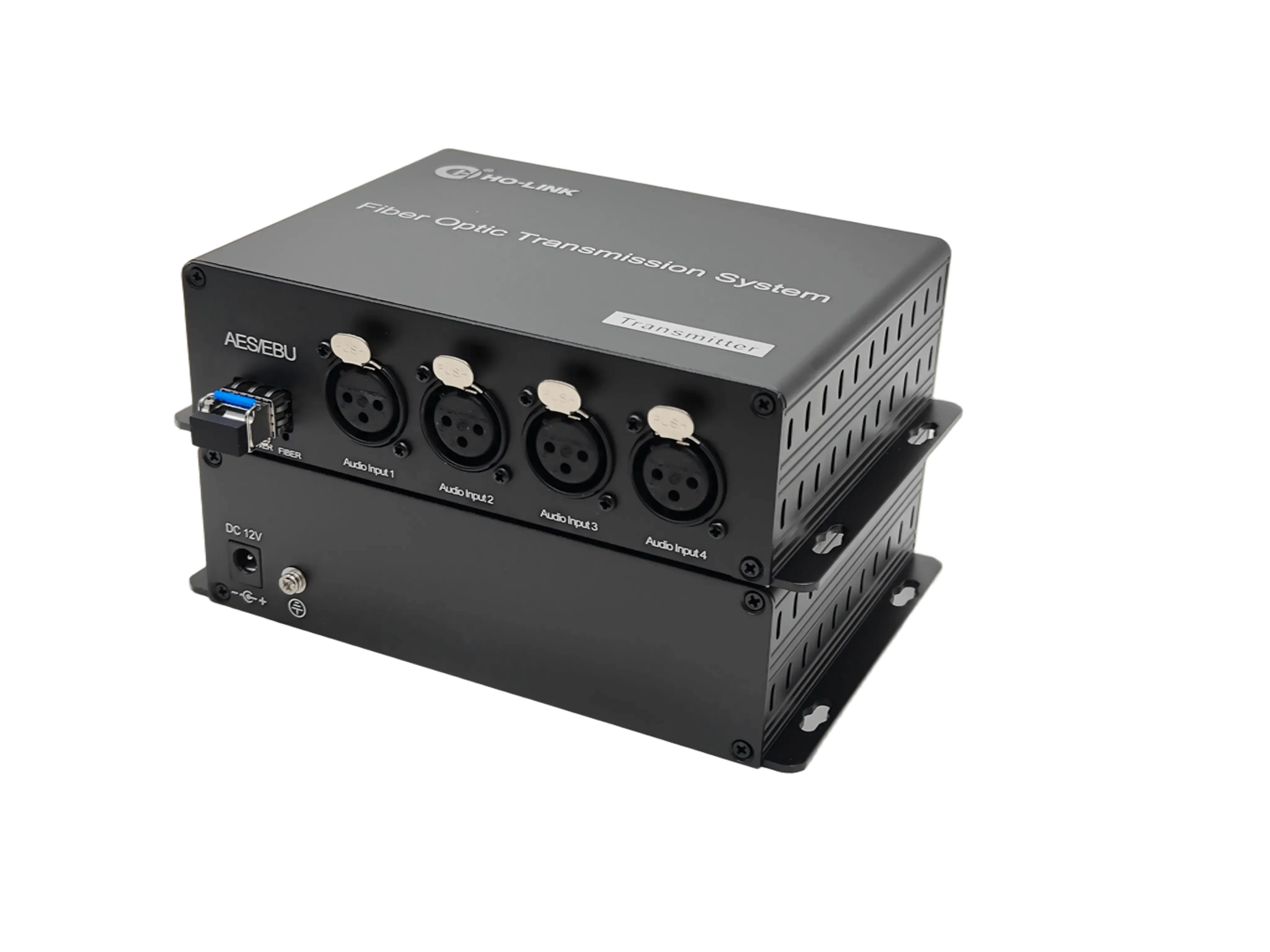 Konverter Audio XLR 4-ch ke Fiber Audio Seimbang Melalui Serat Tunggal AES/EBU Audio Over Fiber Extender