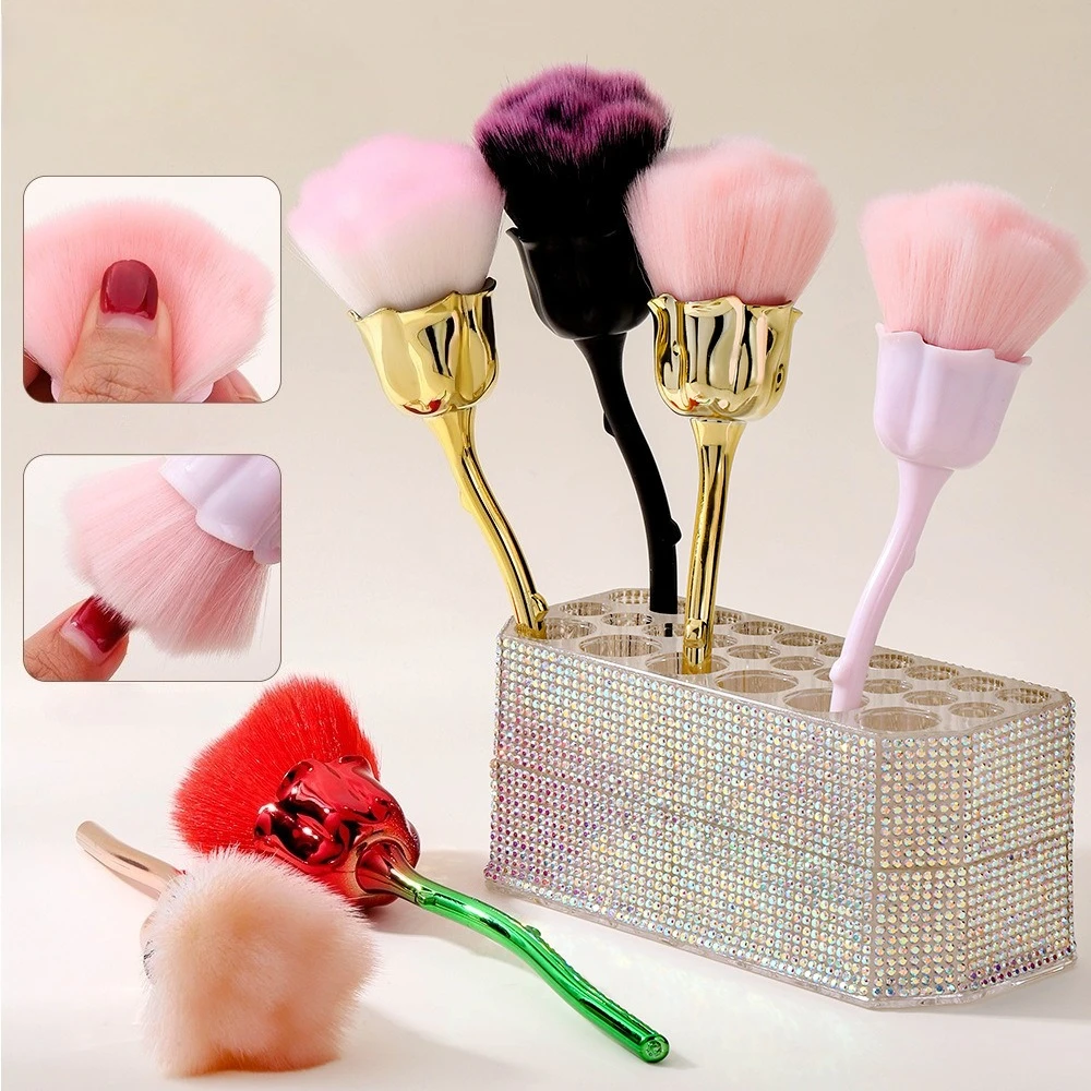 

Rose Flower Nail Dust Brush, Ultra Soft Nylon Manicure Dust Cleaner Brush, Rose Shape Nail Art Cleaning Tool