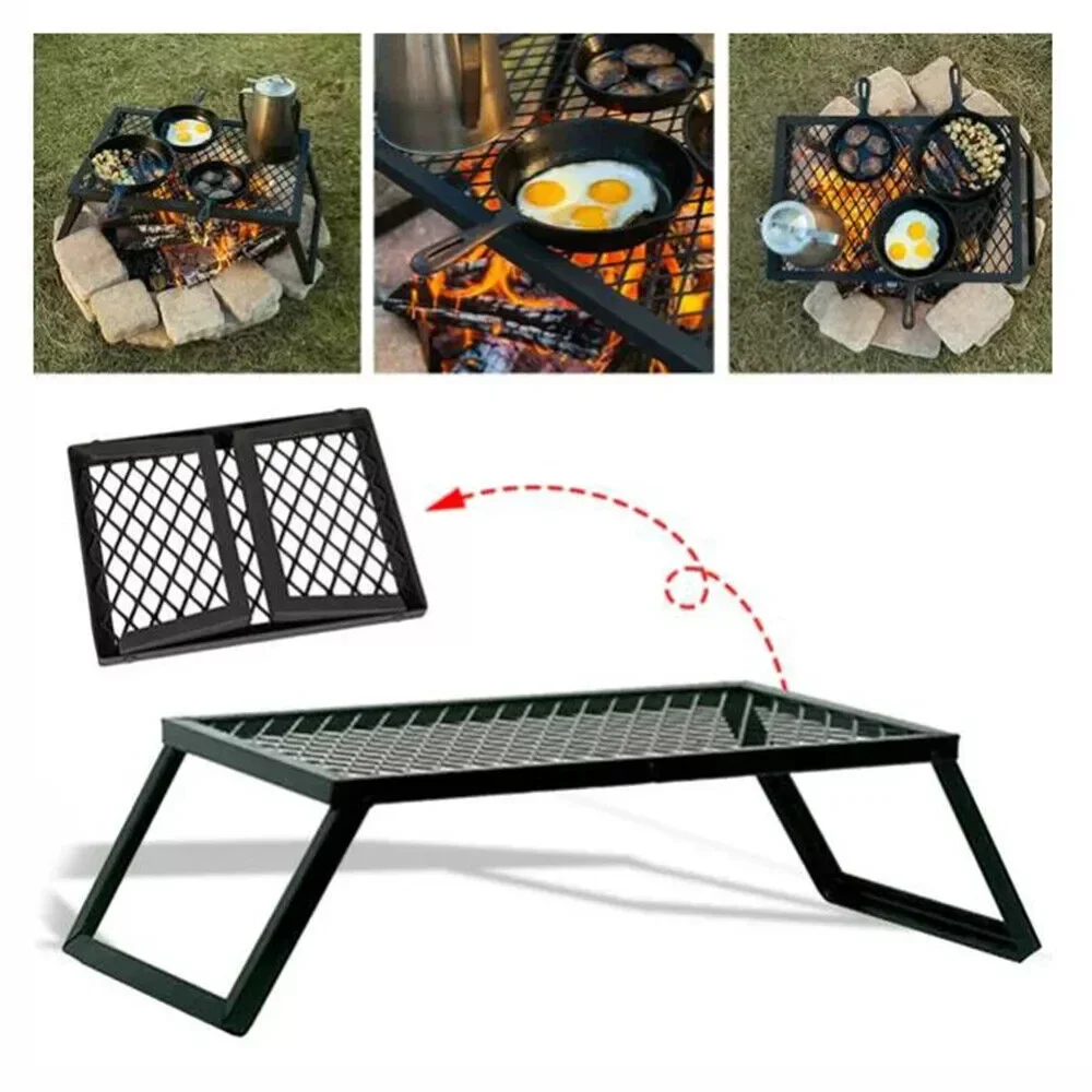 

Foldable Fire Pit Grate – Portable Camping Grill & Cooking Stand for Campfire BBQ