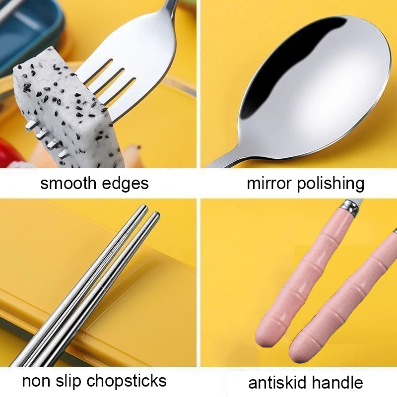 Portable Travel Cutlery Set With Case Stainless Steel Fork Spoon Knife Chopsticks Sets Tableware for Camping Kitchen Utensils