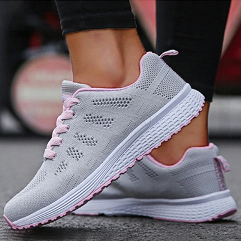 Breathable Fashion Women\'s Sneakers 2024 New Plus Size Outdoor Sneakers Women Mesh Fabric Lace Up Woman Shoes Female Footwear