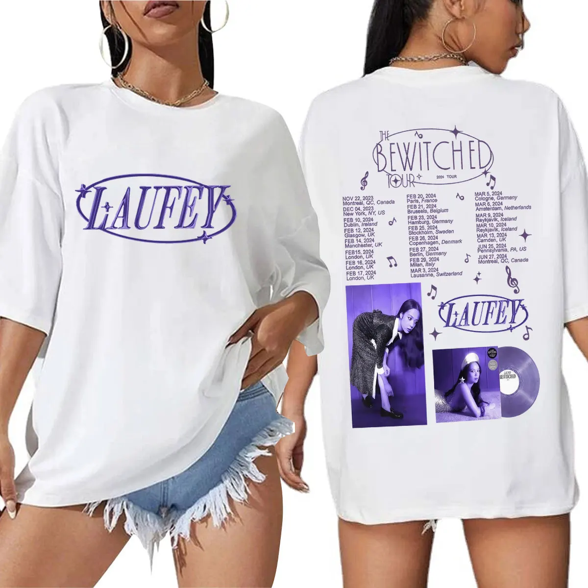 Laufey The Bewitched Tour 2024 T Shirt Fashion Harajuku Short Sleeve T-shirt Cotton Casual Oversized Tee Shirt Unisex Streetwear