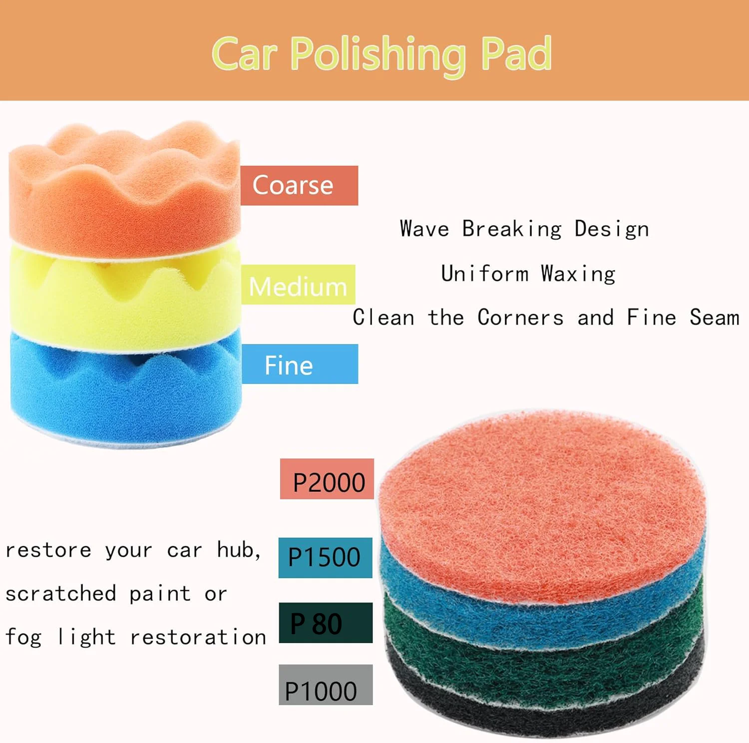 Car Wax Polishing Pad - Kit de Restauração de Faróis Automotivos