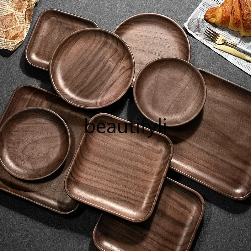 

Black walnut solid wood plate plate household wooden fruit plate snacks dried fruit creative wooden tray