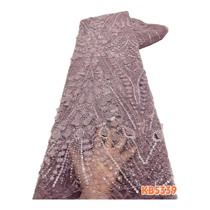 

Африканское кружево с бисером и пайетками, французский тюль шантильи, нигерийская свадебная вышивка 2026 для женской свадебной одежды KB5339