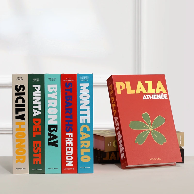 Serie de Viaje de libros falsos, Decoración de mesa de centro, sala de estar, libros de utilería de moda, decoración del hogar, habitación modelo, 2024