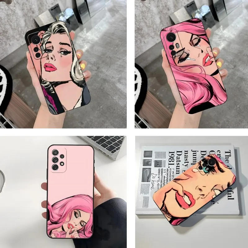 Black Hair Crying Comic Girl Phone Case For Xiaomi 12 13 Lite Pro 10 T 12X F3 11T 12T POCO F4 M4 9 12S Ultra Note Cover