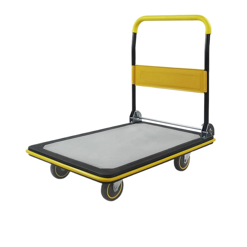 

Pull goods trolley Flat supermarket Warehouse Shopping mall Handling folding steel plate trolley
