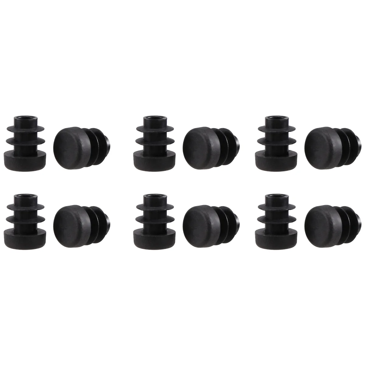 T27C 12 Pcs Plastic 12mm Pipe End Blanking Caps Bung Tube Insert Plug Round Black