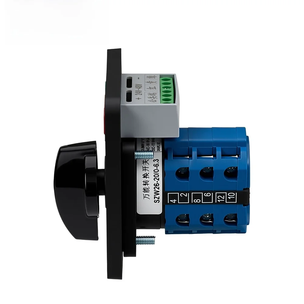 3 Position Illuminated Rotary Switch SZW26 Rated 20A AC440V DC240V Flame Retardant Shell for Control Cabinet Integration