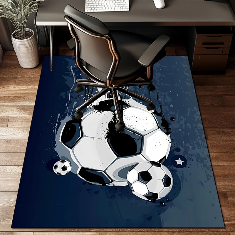 Soccer Crystal Velvet Rug, Non Slip Carpet, Stylish Bedroom Living Room Decor, Perfect Office Bedside Mat, Sport Themed Accent