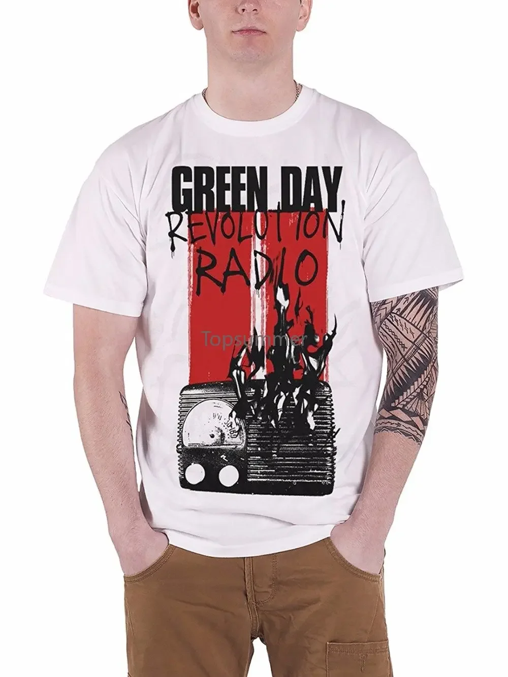 

Funny Tees O Neck Men Green Day T Shirt Revolution Radio Combustion Band Logo Men'S Funny Cool T Shirt Novelty Short Sleeve Tees