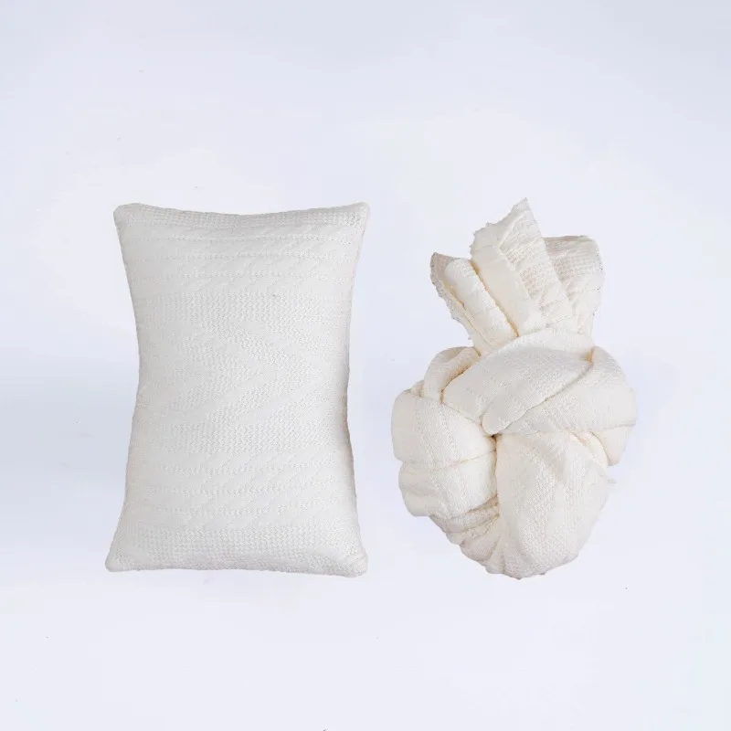 Set di Accessori per Fotografia Neonatale: Fascia Intrecciata in Spandex e Cuscino per Posare, Set Texture per Avvolgimento Neonato