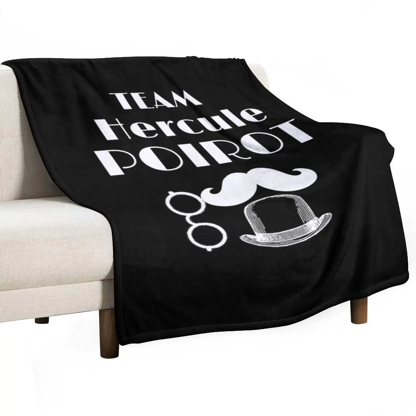 

TEAM HERCULE POIROT - TEE SHIRT AND MUG - HUMOR Throw Blanket Camping Vintage Polar Extra Large Throw Blankets