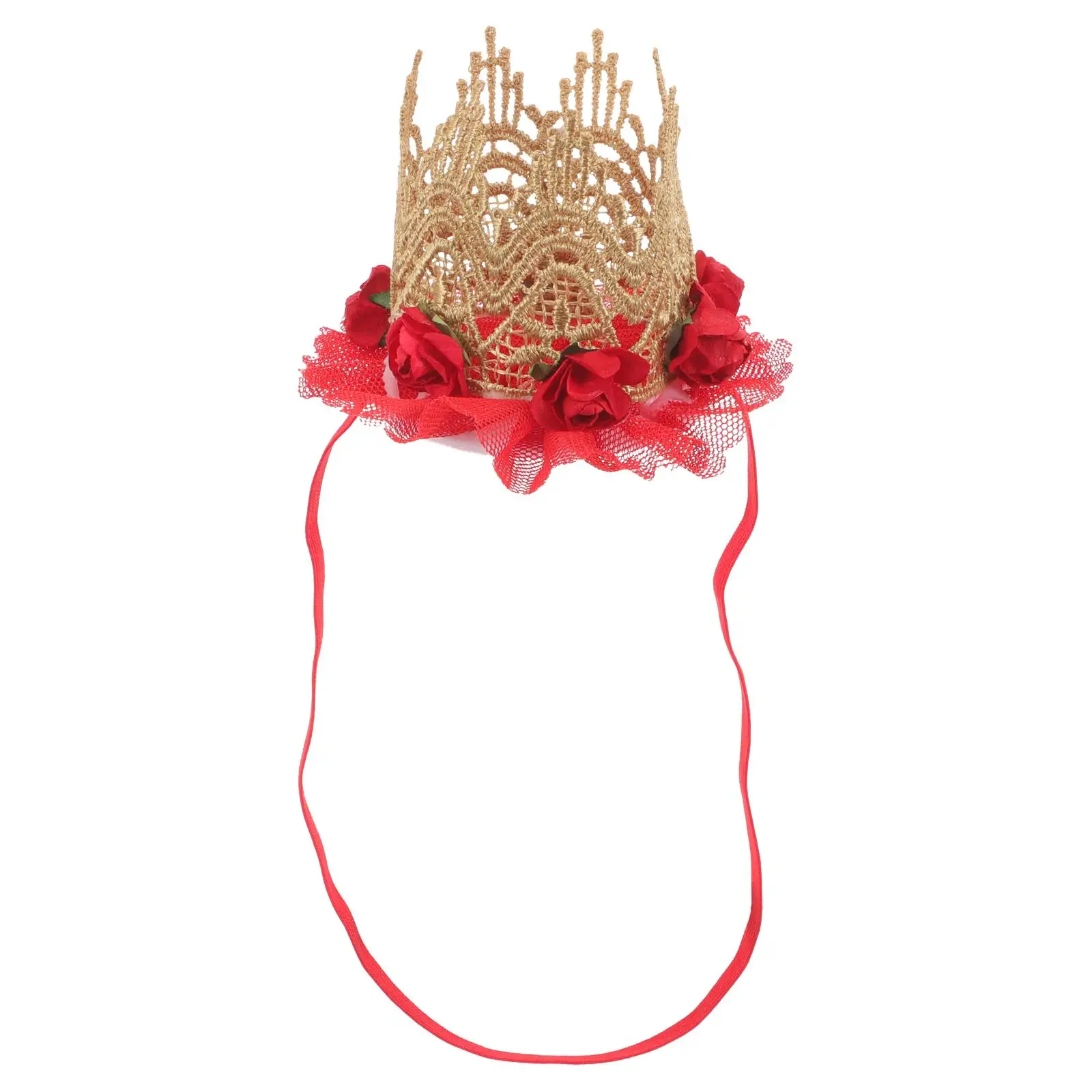 

Crown Headband Baby Girl First Birthday Elegant Lace Rose Hair Accessories Kids Head Girls Hair Accessories Decor