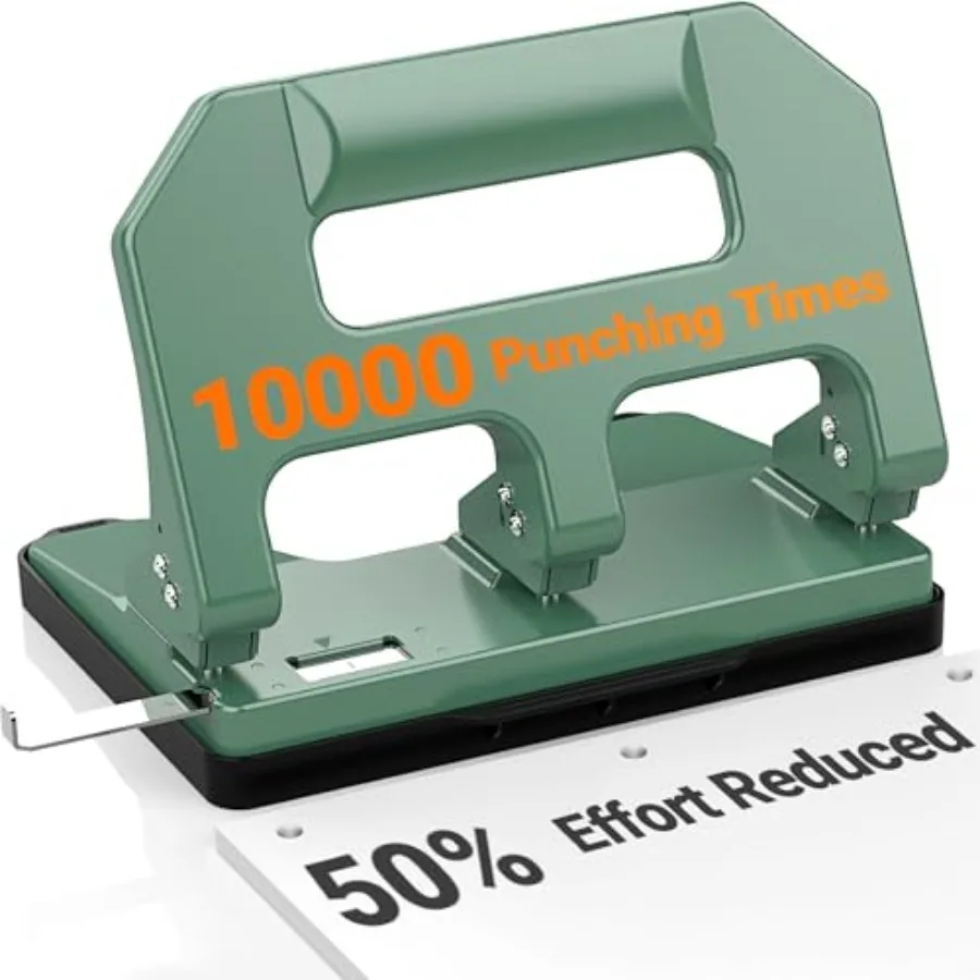 

Heavy Duty 3 Hole Punch, 3 Hole Puncher for Binder, 40-Sheet Three Hole Punch w/ 10000+ Uses, Metal Hole Puncher 3 Ring, 50% Re