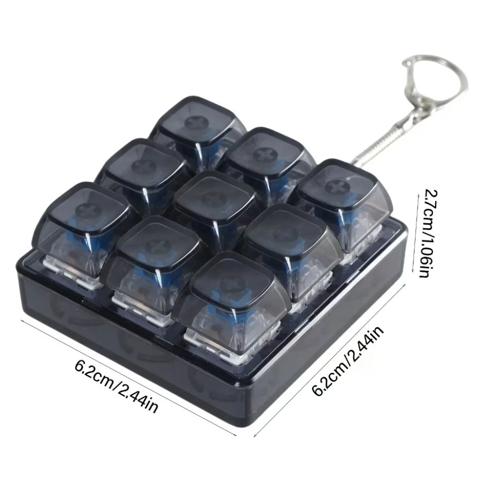 9Keys Button Keycap Fidget Keychain Finger Keyboard Caps Toy DIY Keyboard Clicker Toy for Adult To Relief Stress Pass The Time