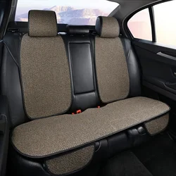 Summer Flax Car Seat Cover Front Rear Breathable Linen Seat Cushion with Backrest Head Cap Protector Mat Pad Auto Accessories