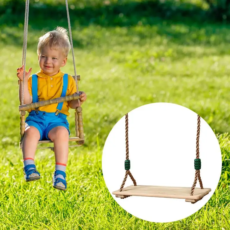 High-Quality Polished Four-Board Anti-Corrosion Wood Swing Outdoor Indoor Pastoral Wooden Swing for Adults Children