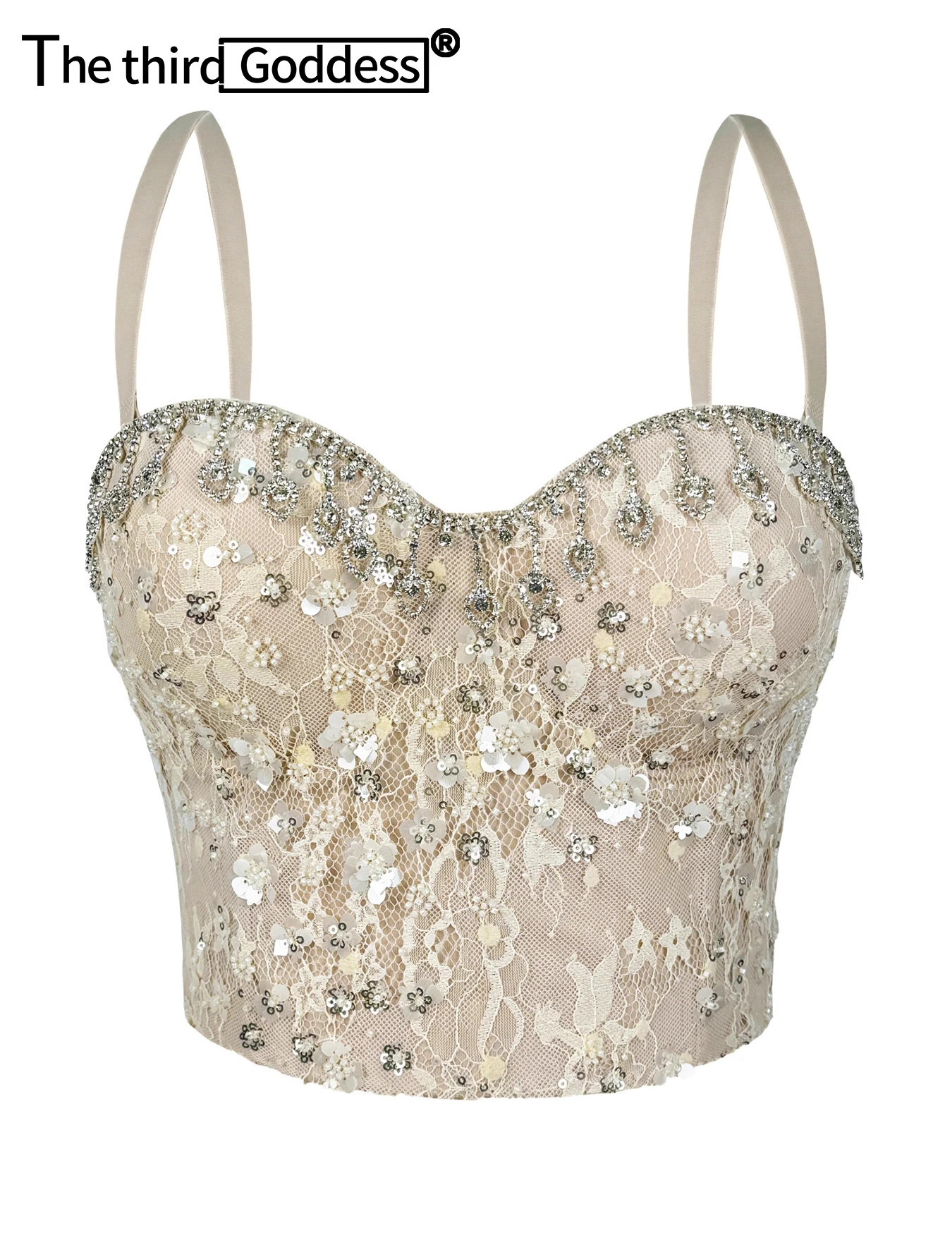 Sexy White Rhinestone Corset Crop Top Women Summer Club Party Tops for Woman Clothing Halter Tank Top Cropped Hotwife Streetwear
